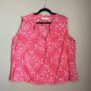 Vineyard Vines Size 2x Pink Paisley Cotton Blend Sleeveless Top